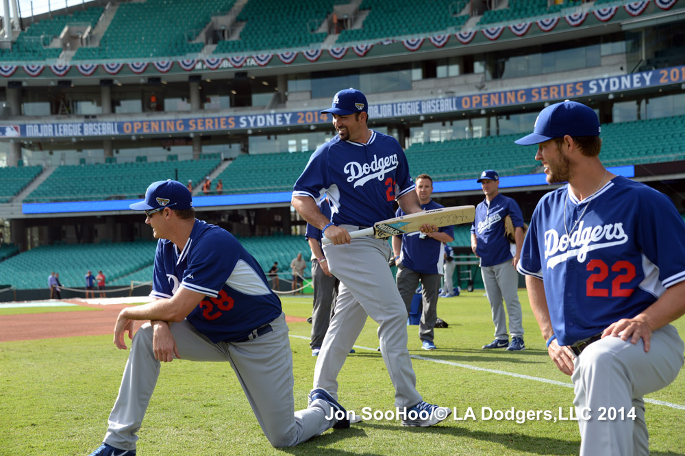 Los Angeles Dodgers workout at the Sydney Cricket Ground in Australia