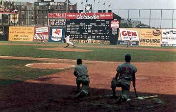 Ebbets Field right field wall and scoreboard