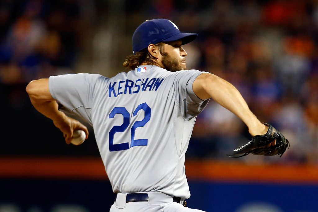 NEW YORK, NY - OCTOBER 13: Clayton Kershaw #22 of the Los Angeles Dodgers throws a pitch in the first inning against the New York Mets during game four of the National League Division Series at Citi Field on October 13, 2015 in New York City. (Photo by Mike Stobe/Getty Images)