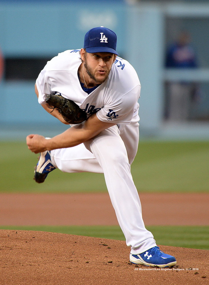Clayton Kershaw follows through on a pitch delivery. Jill Weisleder/Dodgers