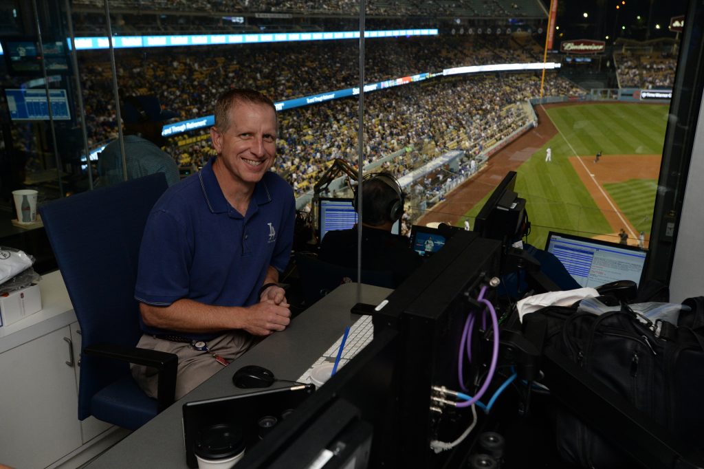 Tom Darin is DodgerVision’s engineer in charge and helps keep the presentation on point.