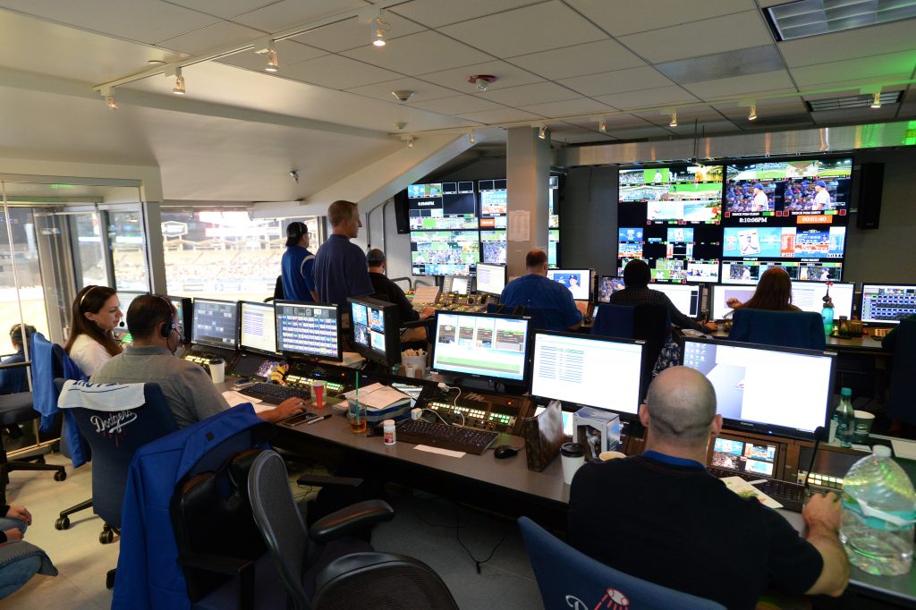 The DodgerVision crew, consisting of nearly three dozen people, delivers the pregame and in-game entertainment at Dodger Stadium at least 81 games per year. (Jon SooHoo/Los Angeles Dodgers)